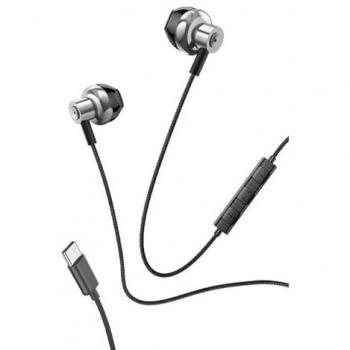 Auriculares Estéreo Tipo-C Cool con Micrófono de Metal Plateado