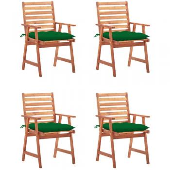 Outdoor Dining Chairs Set of 4 with Cushions Solid Acacia Wood