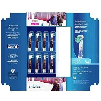 Oral-B Kids - Cabezales de Repuesto para Cepillo de Dientes Eléctrico con Diseños de Frozen II, Paquete de 8 Unidades, Multicolor, Compatible con Oral-B Kids Mangos Eléct