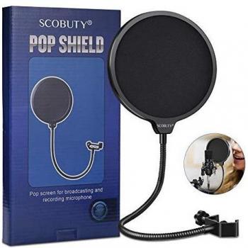 SCOBUTY Pop Filtro de Micrófono, Filtro Antipop,Pantallas antiviento y Filtros Anti-pop Pop Filter para Micrófonos, Espuma Paraviento Micrófono Parabrisas para Blue Yeti,Yeti Pro Condenser Micrófono