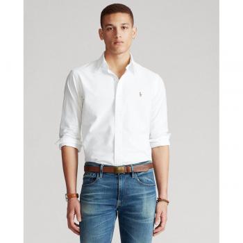 Polo Ralph Lauren Men's Custom Fit Long Sleeve Oxford Shirt - White, Size: M