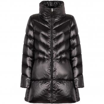 Herno Women's Glossy Nylon Down Jacket, Black, Size 48, PI001955D12017Z Color 9300