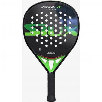 Pala de Pádel Siux Viking IV - Características: forma de lágrima, balance medio, núcleo de goma EVA, superficie de fibra de vidrio, diseño atractivo y ligero, ideal para jugadores intermedios y avanzados