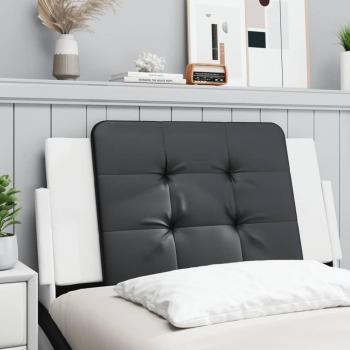 Cabecero de cama acolchado en cuero sintético negro y blanco de 100 cm