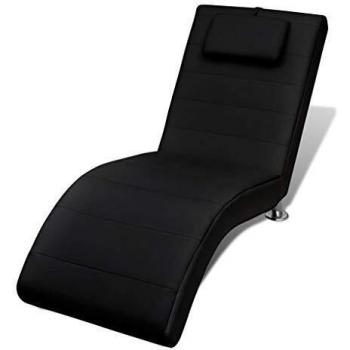 vidaXL Diván Elegante con Cojín Negro Sofá Sillón Camilla Tumbona Mobiliario