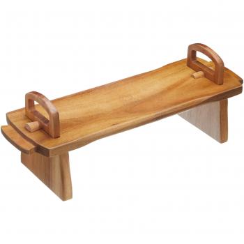 Plato Antipasti Artesà de Madera de Acacia Grande, Expositor Elevado para Alimentos, Tabla de Servir Multifuncional para Quesos, Tartas, Postres y Buffets, Dimensiones 37 x