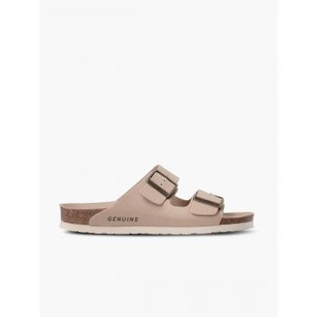 Sandalia plana de mujer Genuins modelo G105035 en color beige con planta anatómica