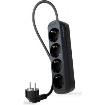 Nanocable Regleta Protectora de Enchufes con 4 Tomas Tipo F, Cable de 1.4m, Color Negro