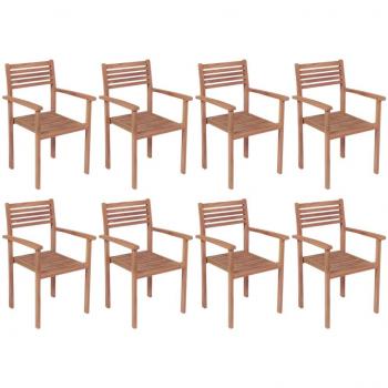 8-Piece Stackable Solid Teak Wood Garden Chairs