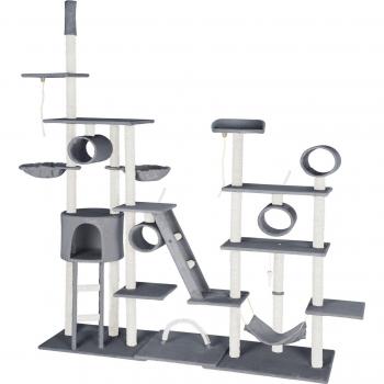 Tectake - Árbol rascador para gatos Snooky 261 cm | Parque de juegos con múltiples niveles, columnas de sisal, ratón de juguete con cordón de goma y 2 cuerdas para juegos