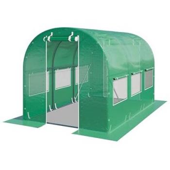 Invernadero túnel Toolport Serra da Giardino 2x3m - Lona de PE 180g/m² verde transparente, estable y robusto con ventanas