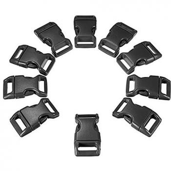 10 x 5/8 pulgadas 15 mm Contoured Buckles Paracord pulseras Curved Webbing Side Release, negro