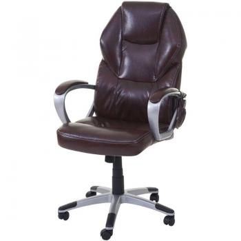Sillón de oficina giratorio con masaje y calefacción, ruedas, sintético burdeos