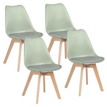 Conjunto de 4 Sillas de Comedor Candice Verde Diseño Moderno