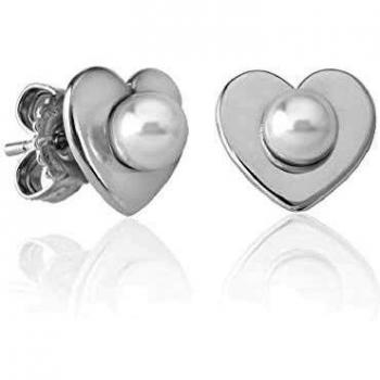 Majorica 16393.01.2.000.010.1 Pendientes Mujer Plata Perla Corazones Tamaño10 mm