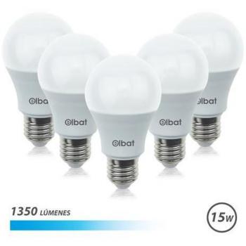 Elbat Pack de 5 Bombillas LED A60 15W E27 1350lm - 6500K Luz Fría