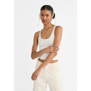 Ecru XS Polyamide T-shirt by Stradivarius
