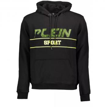 Philipp Plein Sport Men's Green Logo Black Hoodie - Cotton - Size Medium (38/Regular)
