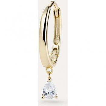 Pendiente piercing aro Moroni elaborado en plata de ley 925 con baño de oro amarillo 18k y circonita