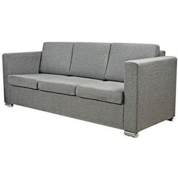 vidaXL Sofá de 3 plazas tela gris claro