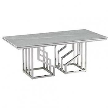 Mesa de Centro DKD Home Decor Blanco Plateado Cristal Acero 120 x 60 x 40 cm