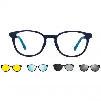 Gafas Recetadas Oval Clip-On de Plástico Azules para Hombre - Gafas Anti-Azules - SmartBuy Collection