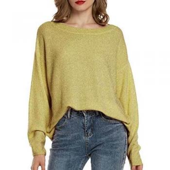 Woolen Bloom Manga Larga Sueter Invierno Sueter Mujer 2019 Jersey Elegante Blanco Azul Rayas Jerseys Punto Blanco Suelta y Cómoda Amarillo