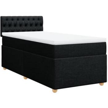 Bastidor de cama box spring con colchón en tela negro 90x190 cm