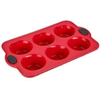 Levivo - Molde de Silicona para 6 Magdalenas, 27.5 x 17 cm, Rojo