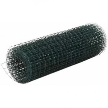 Valla de malla para gallinero de acero y PVC 10x0,5 m verde