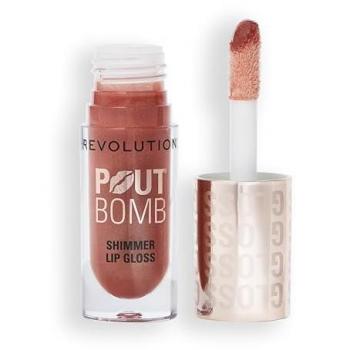 Pout Bomb Shimmer Lip Gloss - High-Shine Gold Shade with Hyaluronic Acid & Sweet Vanilla Scent, 4.5ml
