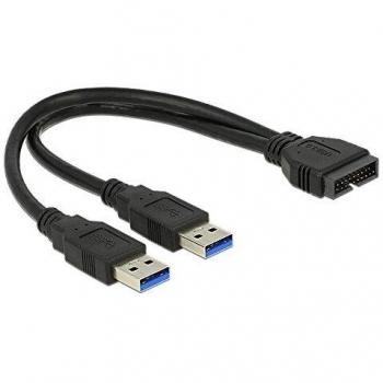 Cable USB 3.0 de 0,25 m con conector macho Pinheader a 2 conectores USB Tipo-A macho