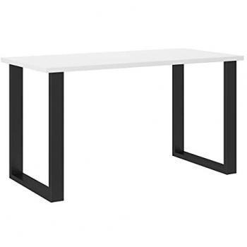 Mesa Tucson 136, Aglomerado Laminado y Metal, Blanco y Negro, 138 x 67 x 75 cm