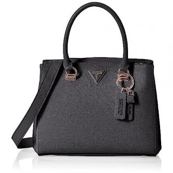 Guess Noelle Black Girlfriend Satchel Handbag with Multiple Compartments