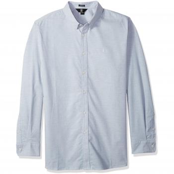 Volcom Oxford Stretch LS Camisa de Manga Larga, Hombre, Azul
