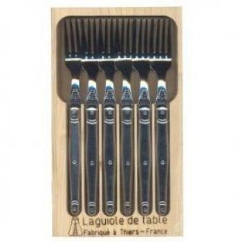 Cofre de 6 tenedores de mesa Laguiole en acero inoxidable Jean Dubost
