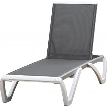 Outsunny Tumbona Reclinable de Jardín con Ruedas y Respaldo Ajustable en 5 Niveles