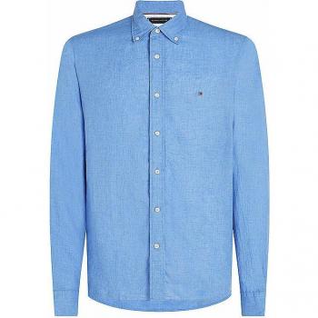 Camisa Tommy Hilfiger lisa de lino manga larga con branding bordado