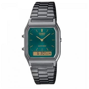 Reloj Casio Vintage AQ-230EGG-3AEF Ana-Digi Color Gris/Verde con Pulsera de Acero Inoxidable