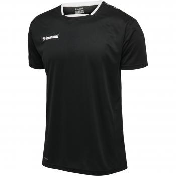 Camiseta de Manga Corta Hummel Authentic Poly para Niños, Color: Negro/Blanco, Talla: 128