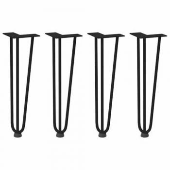 Hairpin Table Legs Set - 4 pcs Black Solid Steel, 42 cm with Adjustable Foot Levelers