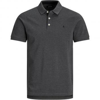 Jack & Jones Slim Fit Dark Grey Melange Tipped Pique Polo Shirt Paulos