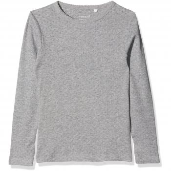 NAME IT Nkfvitte Ls Xsl Top Noos, Camisa Manga Larga para Niñas, Gris