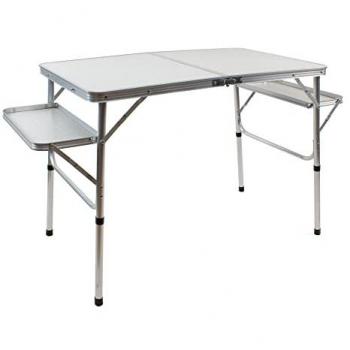 Conjunto de Mesa Plegable para Camping en Aluminio - Imitación Mármol - 73 cm Alto x 96 cm Largo x 60 cm Ancho - Ideal para Exterior y Acampada