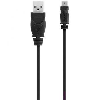 Belkin F3U151cp1.8M-P - Cable USB 2.0 de USB-A a Micro-B, Color Negro