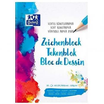 Bloc de Dibujo Oxford A3, 20 Hojas, Blanco, 120 g/m²