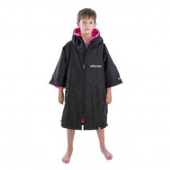 Dryrobe - Advance - Poncho para cambiarse - Manga Corta - Niños - Negro/Rosa