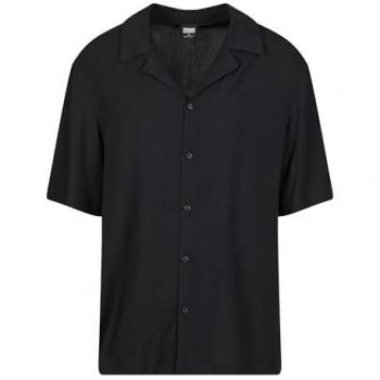 Urban Classics Men's Loose Viscose Short-Sleeved Shirt - Black - Size M