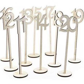 Pixnor Número de madera de mesa de boda palos con Base de 6 x 25cm 11-20