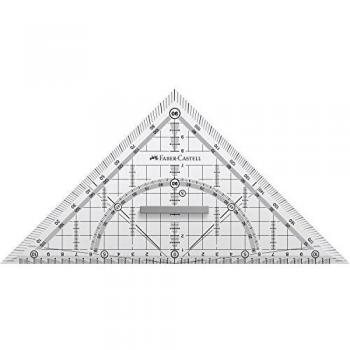 Geometría-Dreieck GRIP grande, 22 cm, plástico transparente con agarre Faber-Castell